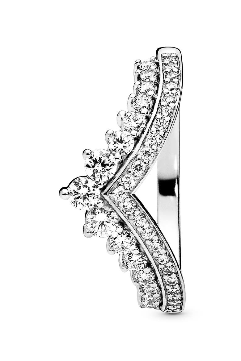 Princess Wishbone Cubic Zirconia Ring, Alternate, color, SILVER