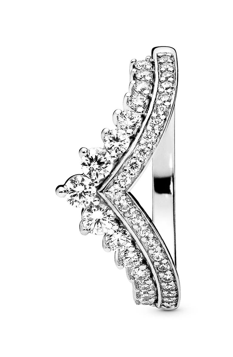 PANDORA Princess Wishbone Cubic Zirconia Ring, Alternate, color, 