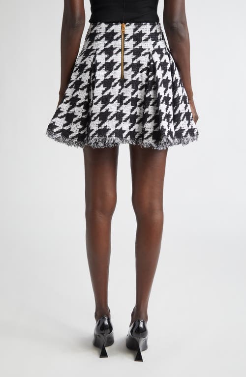 Balmain Houndstooth Check Tweed Flared Skirt In Multi