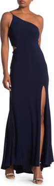 Jump Apparel One-Shoulder Side Cutout Gown