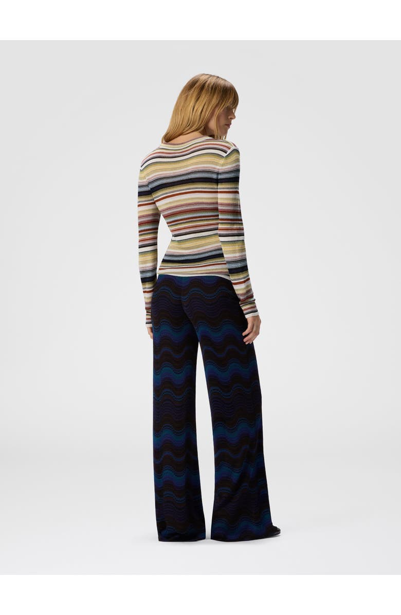 Missoni Palazzo Trousers With Wave Pattern, Alternate, color, Yellow & Brown