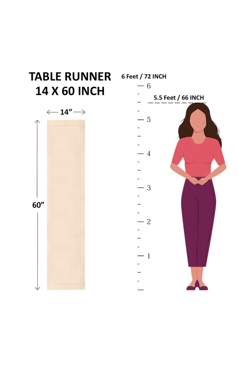 Solino Home Cotton Linen Hemstitch Table Runner, Alternate, color, Black