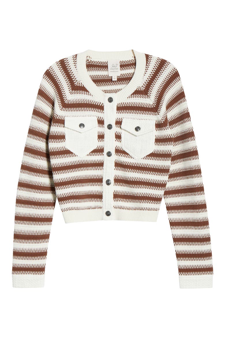 Suki Cardigan, Alternate, color, GARDENIA/ DARK SEPIA