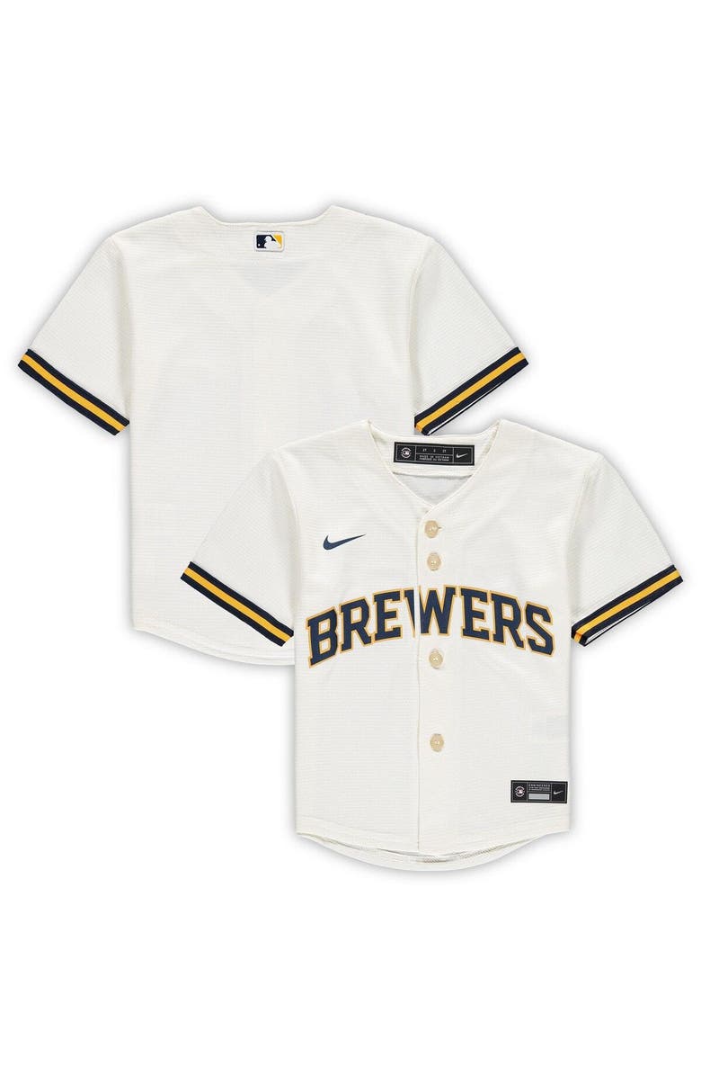 Nike Toddler Nike Cream Milwaukee Brewers Replica Team Jersey, Main, color, 
