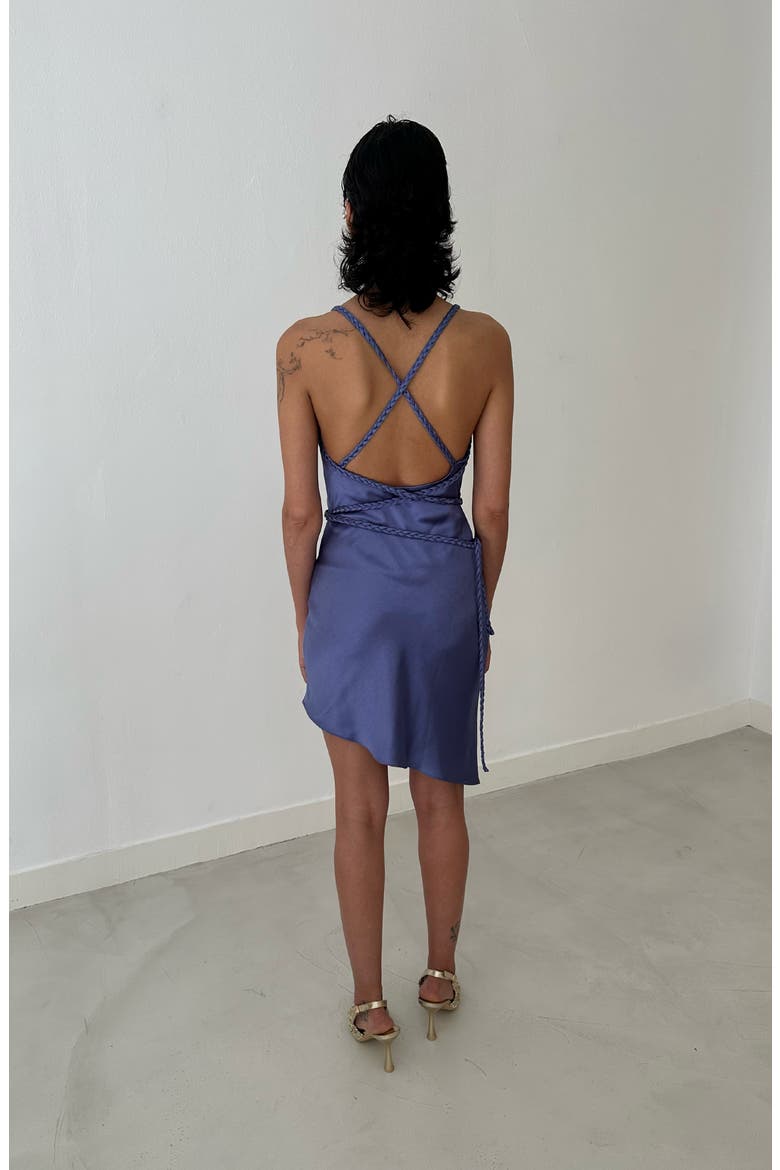 Indy Mini Satin Dress, Alternate, color, Periwinkle