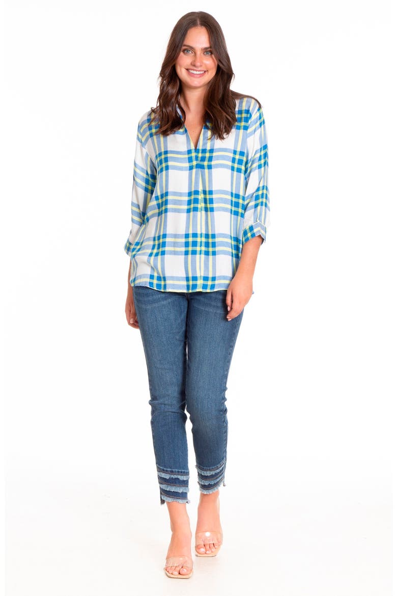Plaid Tunic with Crisscross Back, Alternate, color, WHITE
