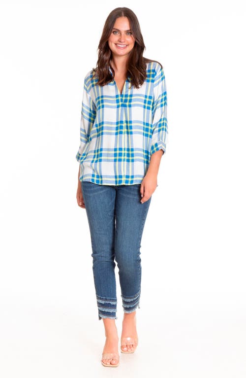 Apny Plaid Tunic With Crisscross Back In White
