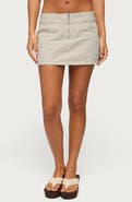 EDIKTED Poppey Stripe Denim Miniskirt