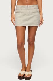 EDIKTED Poppey Stripe Denim Miniskirt
