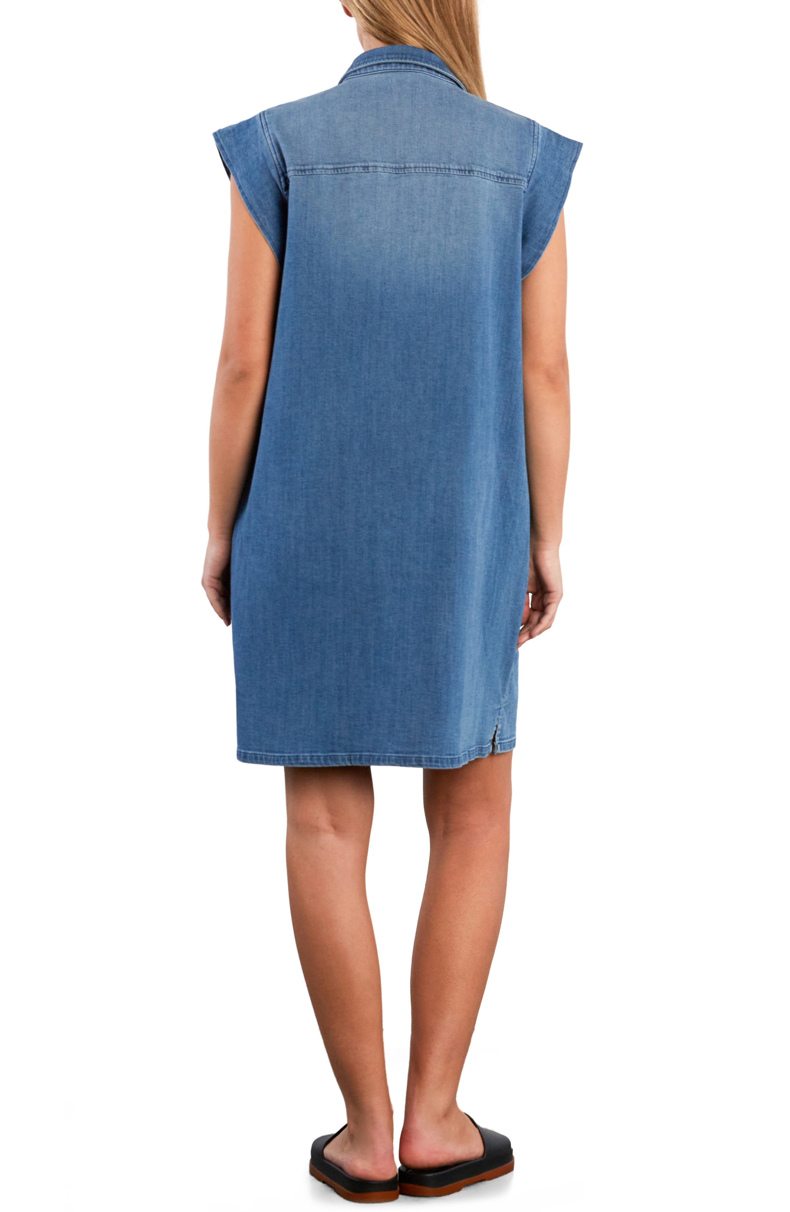 Sundrift Embroidered Faded Cotton Blend Denim Shirtdress - image 4