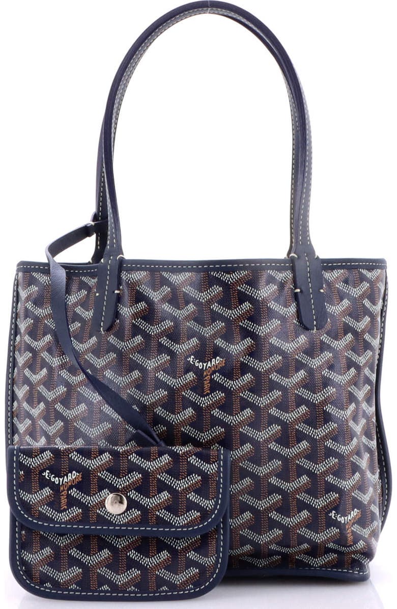 Pre-Owned Goyard Anjou Reversible Tote Coated Canvas Mini, Alternate, color, Blue