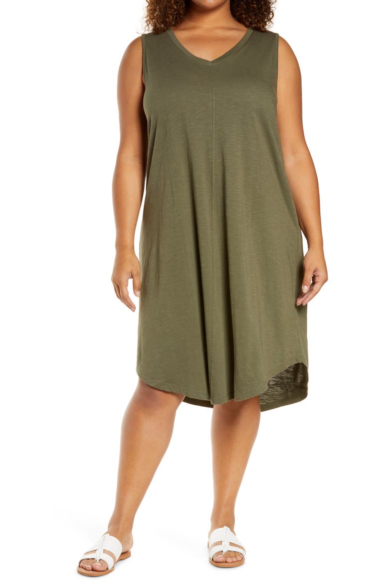 Shirttail Tank Dress, Main, color, OLIVE SARMA