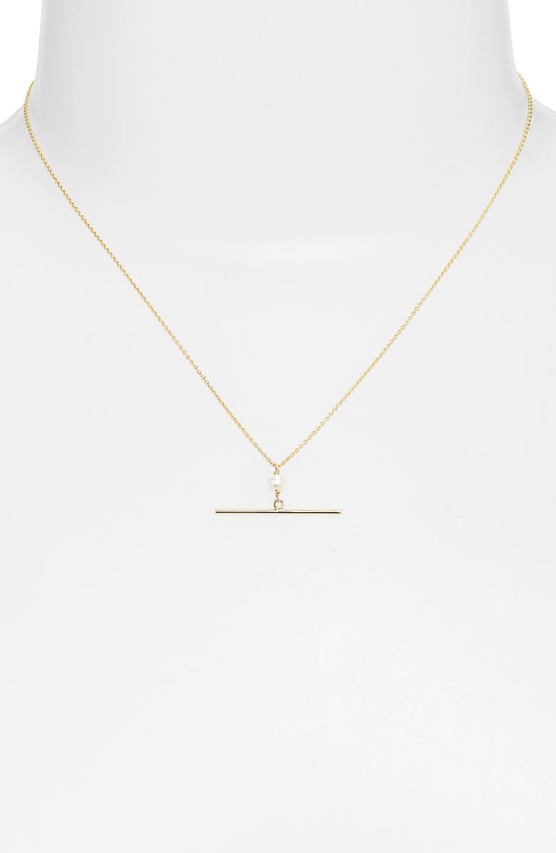 Poppy Finch Cultured Pearl & Bar Pendant Necklace, Alternate, color, 