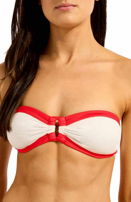 Contrast Binding Bandeau Bikini Top
