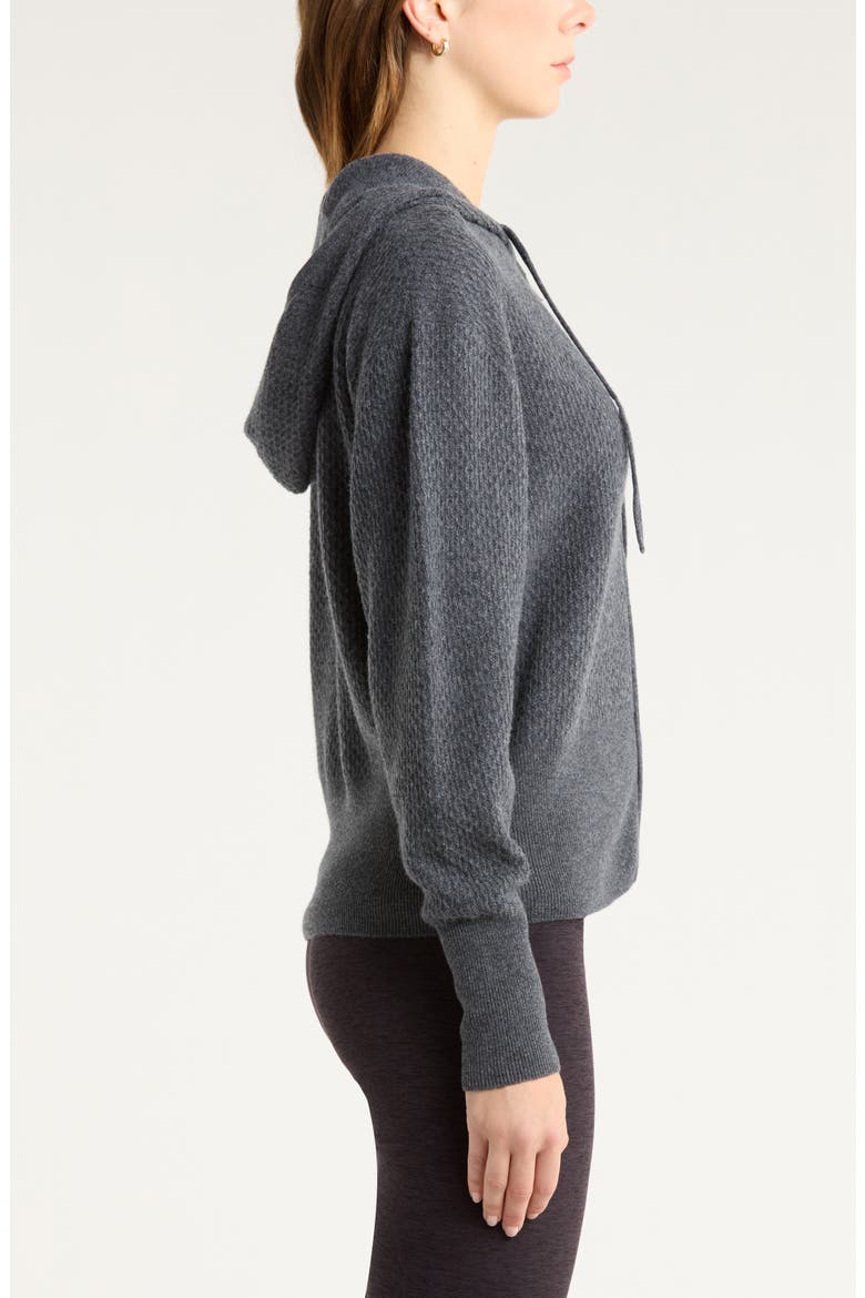 Wool & Cashmere Zip Front Hoodie, Alternate, color, GREY DARK CHARCOAL HEATHER