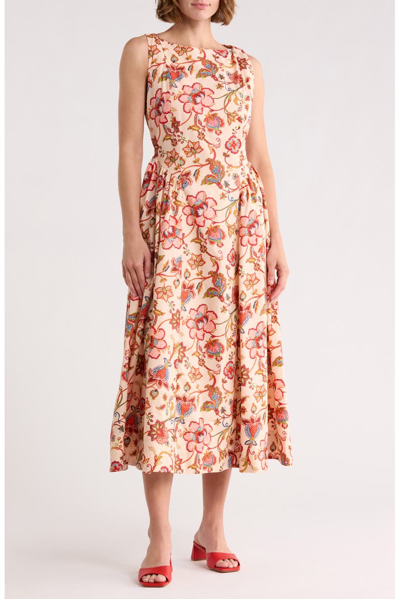 Sleeveless Cotton Midi Dress, Main, color, POPPY RED