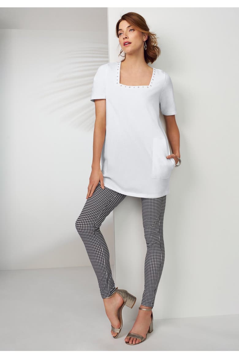 Everyday Stretch Cotton Legging, Alternate, color, DARK OLIVE GREEN GLEN PLAID