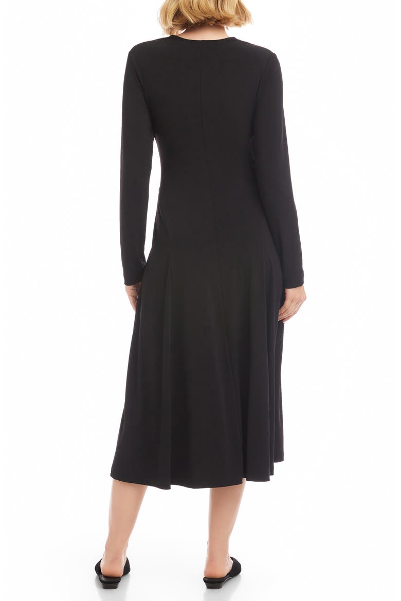 Kate Long Sleeve Travel Jersey Midi Dress, Alternate, color, BLACK
