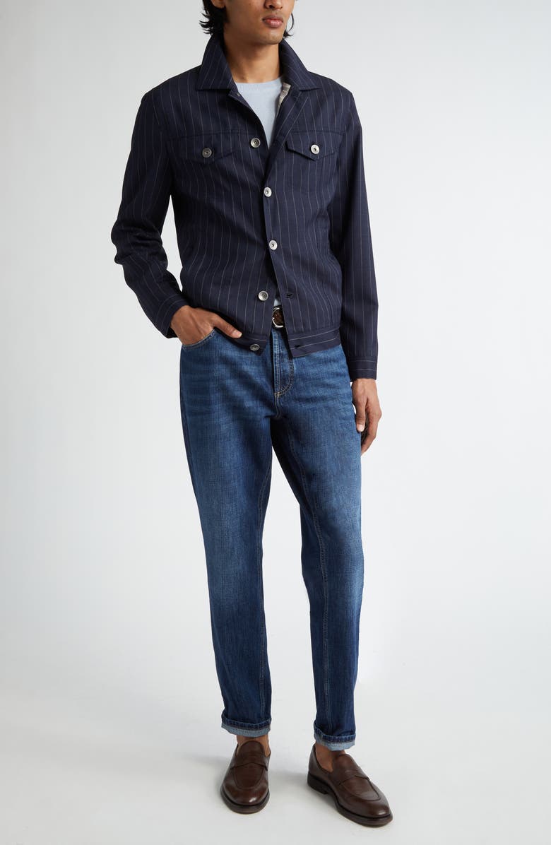 Brunello Cucinelli Pinstripe Virgin Wool Jacket, Alternate, color, 