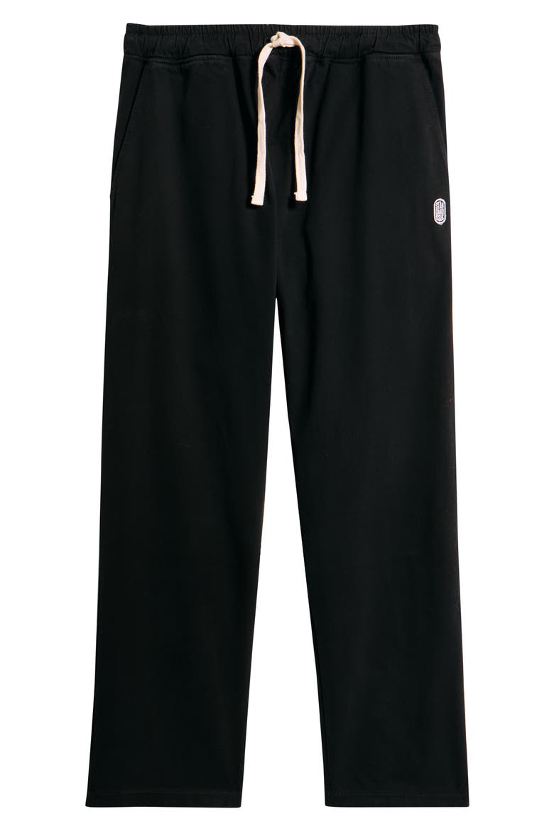 Standard Cotton Stretch Poplin Drawstring Slacker Pants, Alternate, color, BLACK