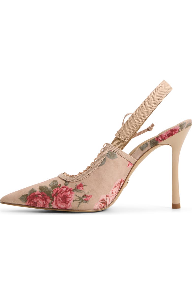 ALDO Hennie Pointed Toe Floral Slingback Pump, Alternate, color, Beige Combo