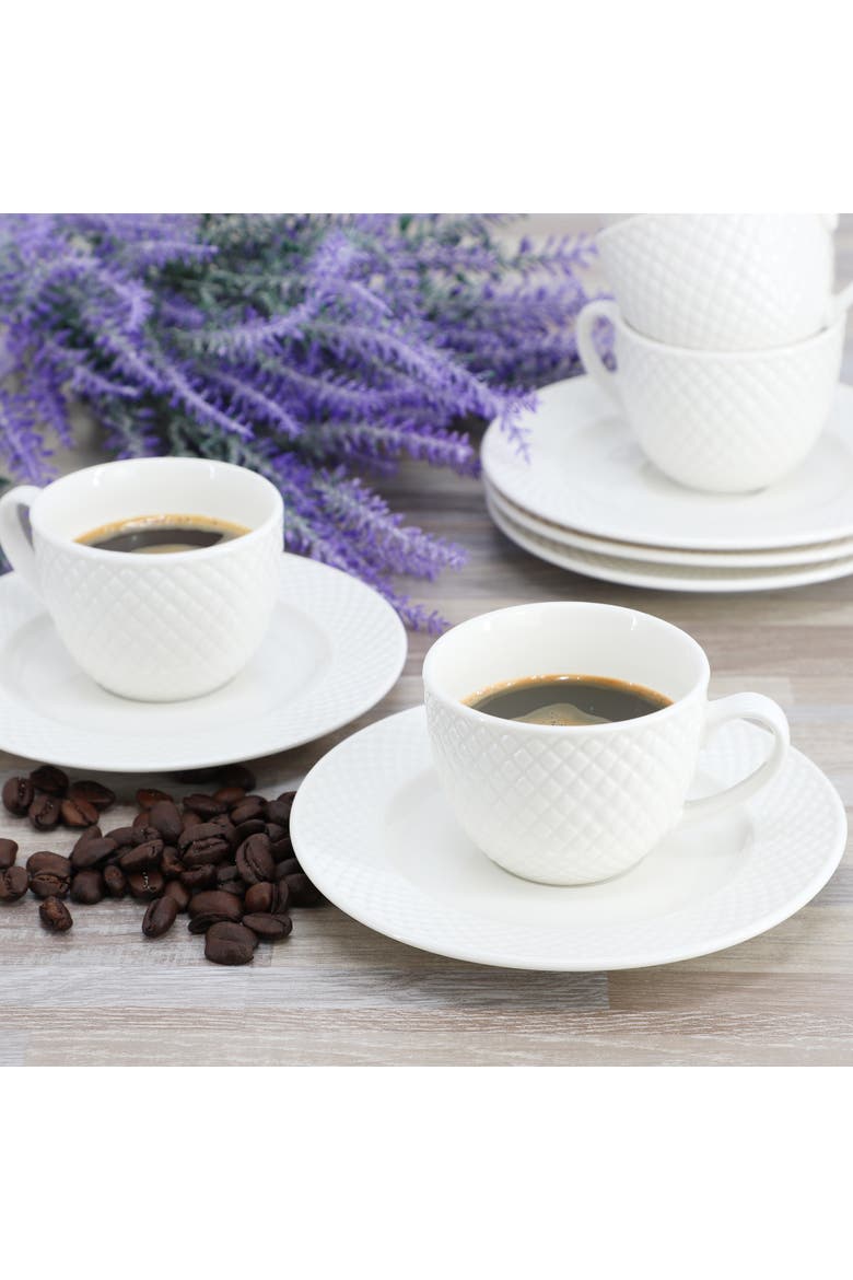Sol 12 Piece 3 Ounce Porcelain Espresso Cup with Saucer Set, Alternate, color, White