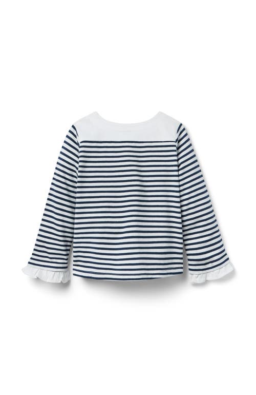 Janie And Jack Striped Bell Sleeve Top In Blue