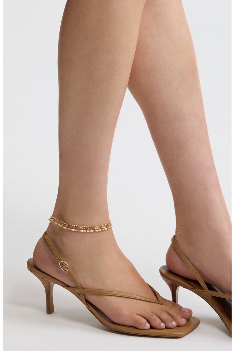 Demi-Fine Pearl Link Anklet, Alternate, color, WHITE- 14K GOLD PLATED