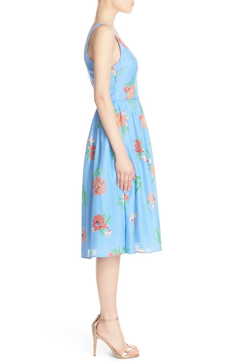 BB Dakota by Steve Madden BB Dakota 'Heleen' Floral Print Fit & Flare Midi Dress, Alternate, color, 