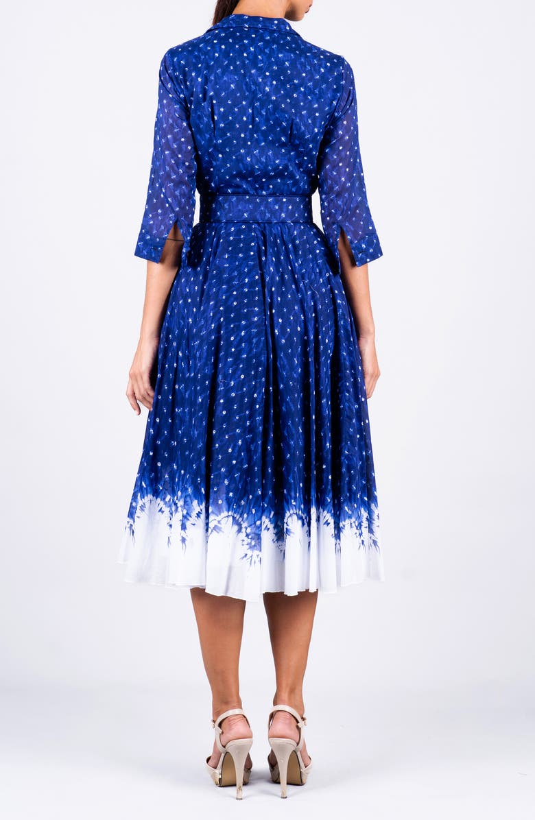 SAMANTHA SUNG A-Line Midi Aster Shirtdress, Alternate, color, Shibori Admiral