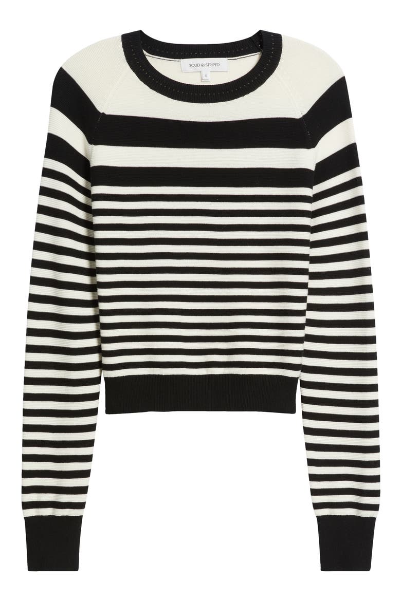 The Manny Stripe Cotton Sweater, Alternate, color, NOIR / BRULE STRIPE