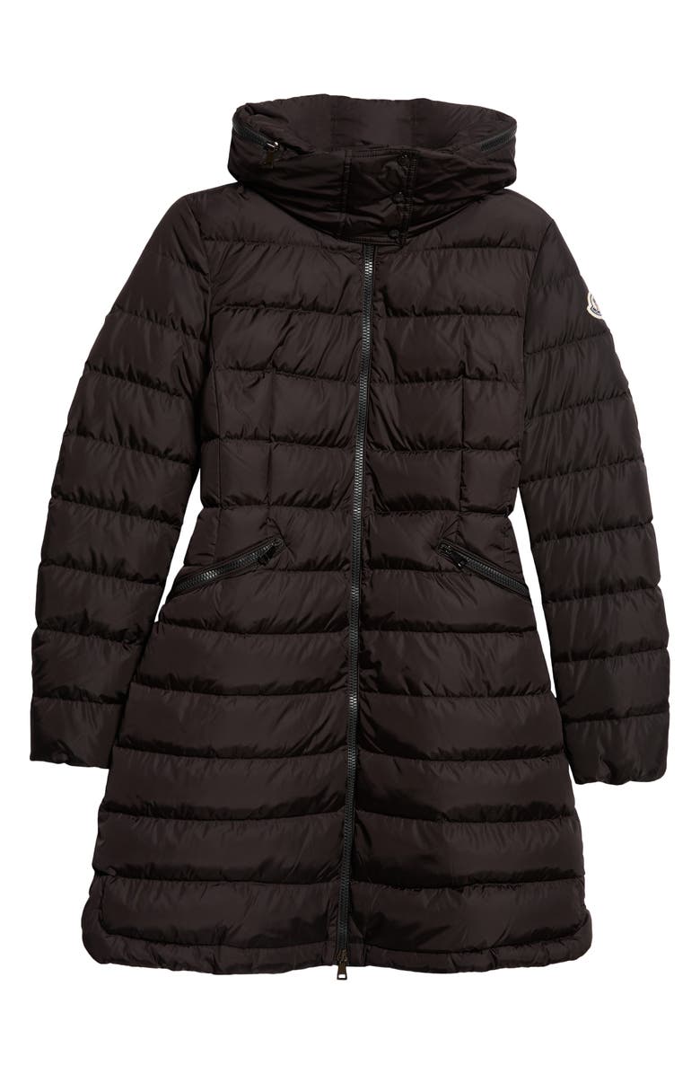 Moncler Flammette Down Coat, Alternate, color, Black