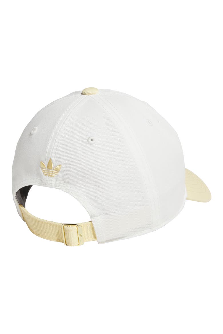 Relaxed Trefoil Cotton Baseball Cap, Alternate, color, OFF WHITE/ ORANGE TINT