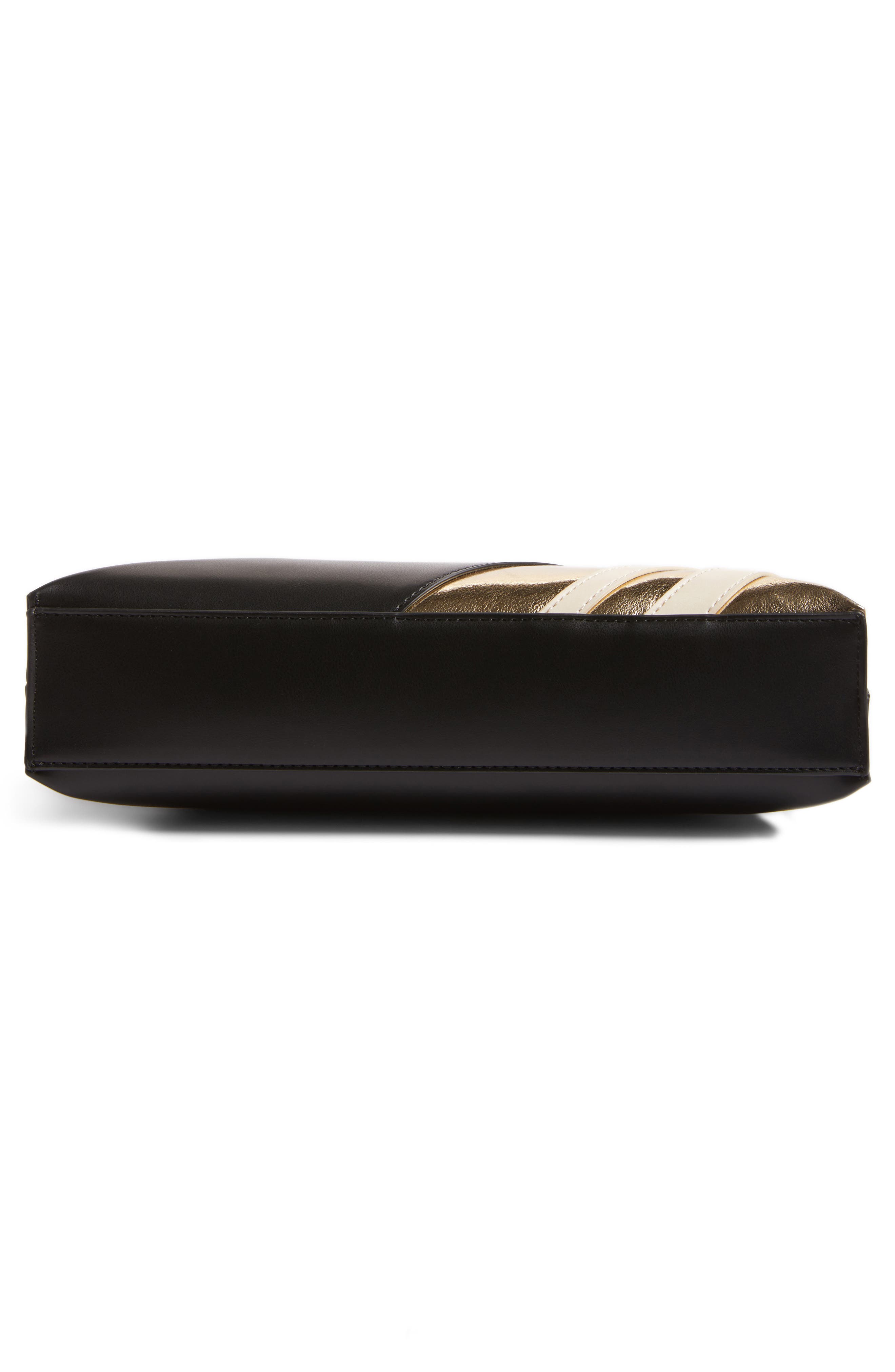 Stripe Faux Leather Clutch, Alternate, color, BLACK/ GOLD