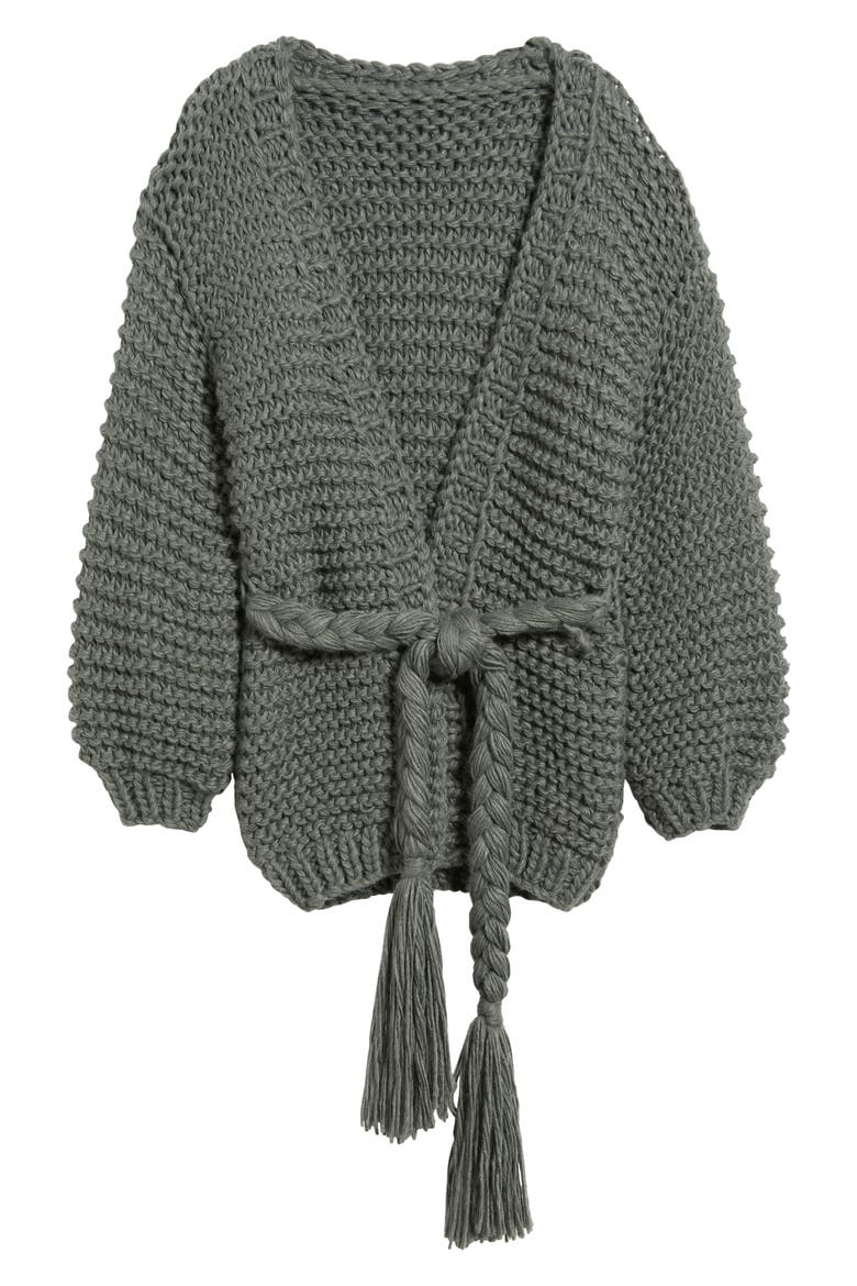 Chunky Belted Cardigan, Alternate, color, SAGE