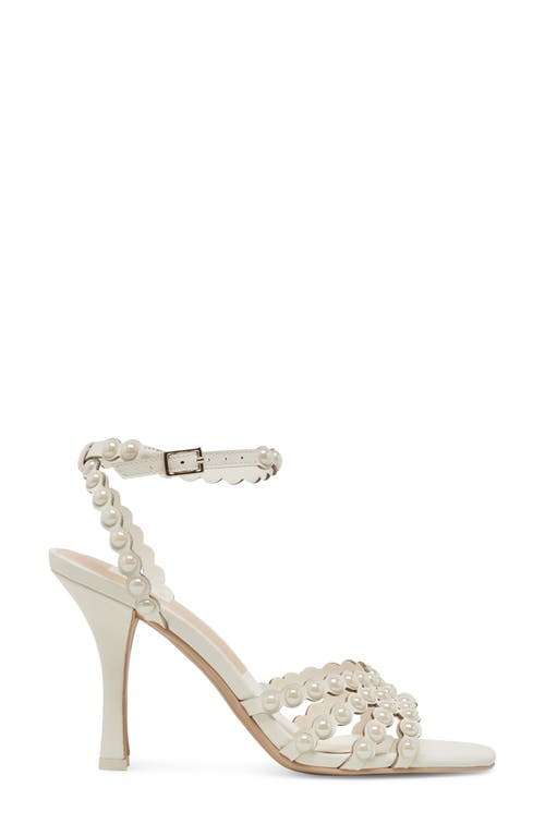 Dolce Vita Hellen Pearly Bead Ankle Strap Sandal In White Leather
