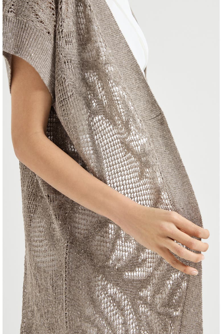 Dazzling water lilies long cardigan, Alternate, color, Mud