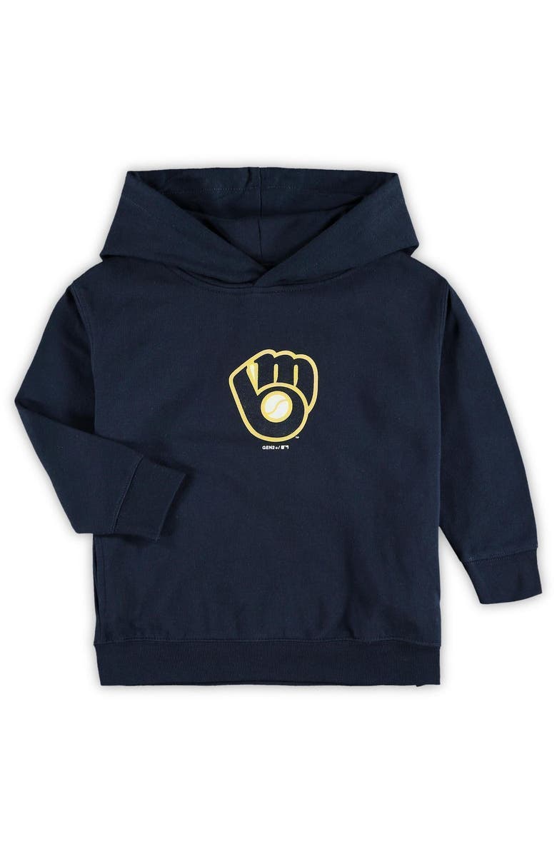 Outerstuff Toddler Navy Milwaukee Brewers Primary Logo Team Pullover Hoodie, Main, color, Navy
