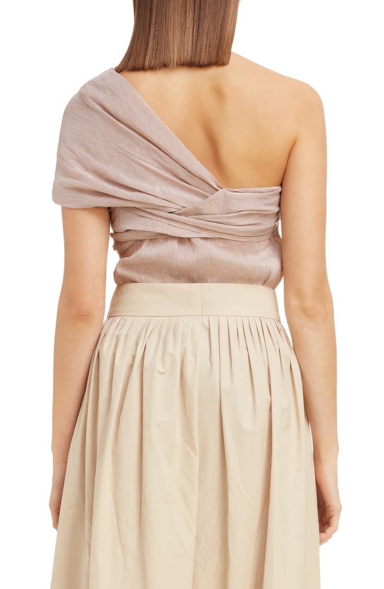 Chloé Twisted Metallic Stripe One-Shoulder Top, Alternate, color, 