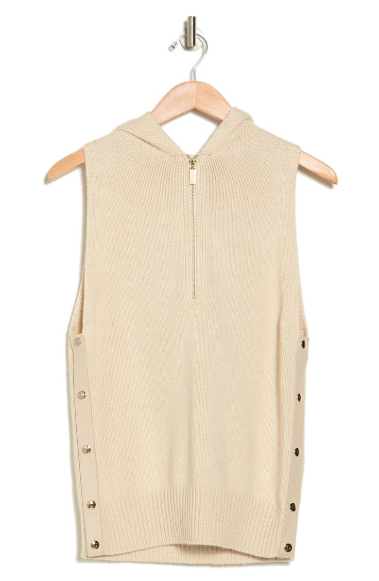 FERRAGAMO Side Snap Button Knit Cashmere Blend Hooded Vest, Alternate, color,