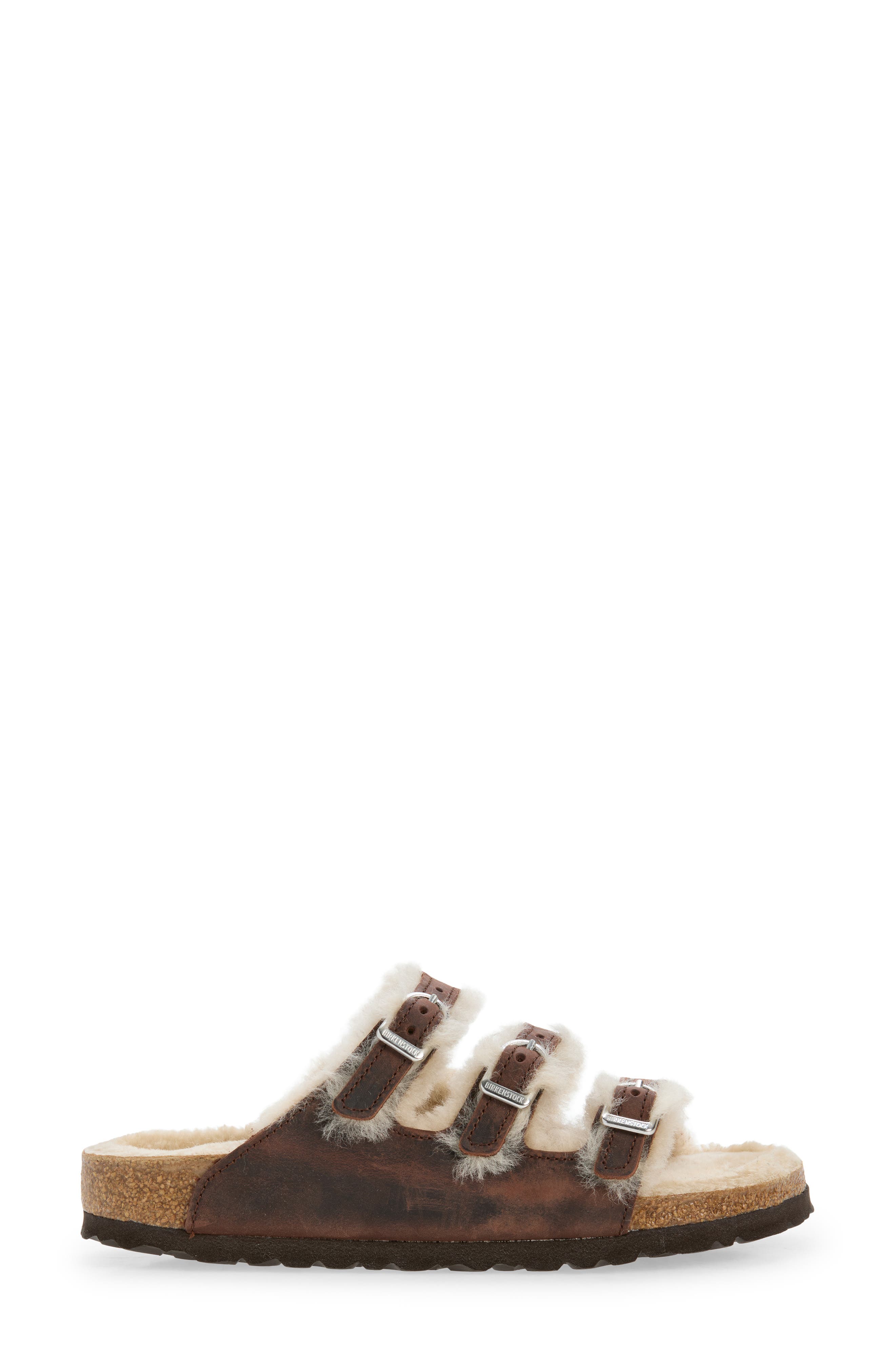 Arizona Genuine Shearling Lined Slide Sandal, Alternate, color, HABANA/ SANDCASTLE