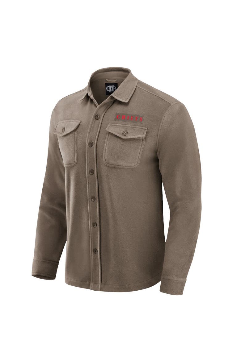 Men's Darius Rucker Collection by Fanatics Tan Kansas City Chiefs Polar Fleece Cozy Button-Up Shirt, Alternate, color, Tan