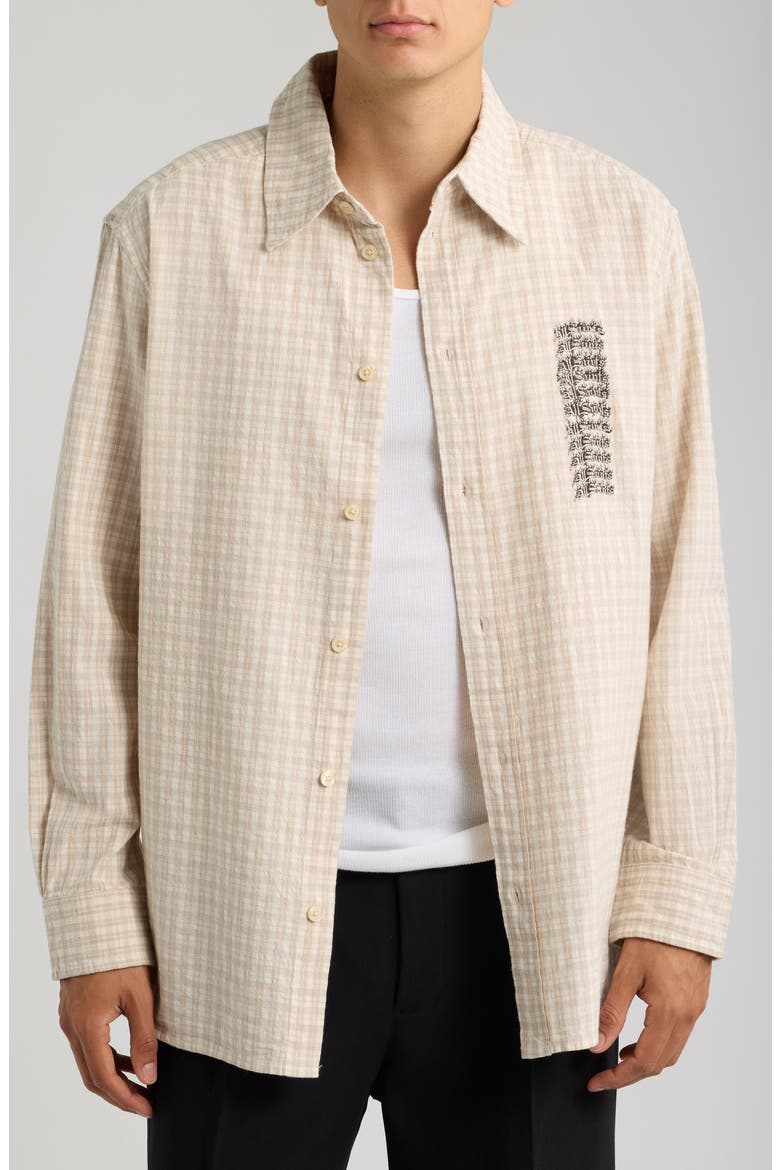 Repeater Graphic Plaid Organic Cotton Button-Up Shirt, Alternate, color, CORD BROWN