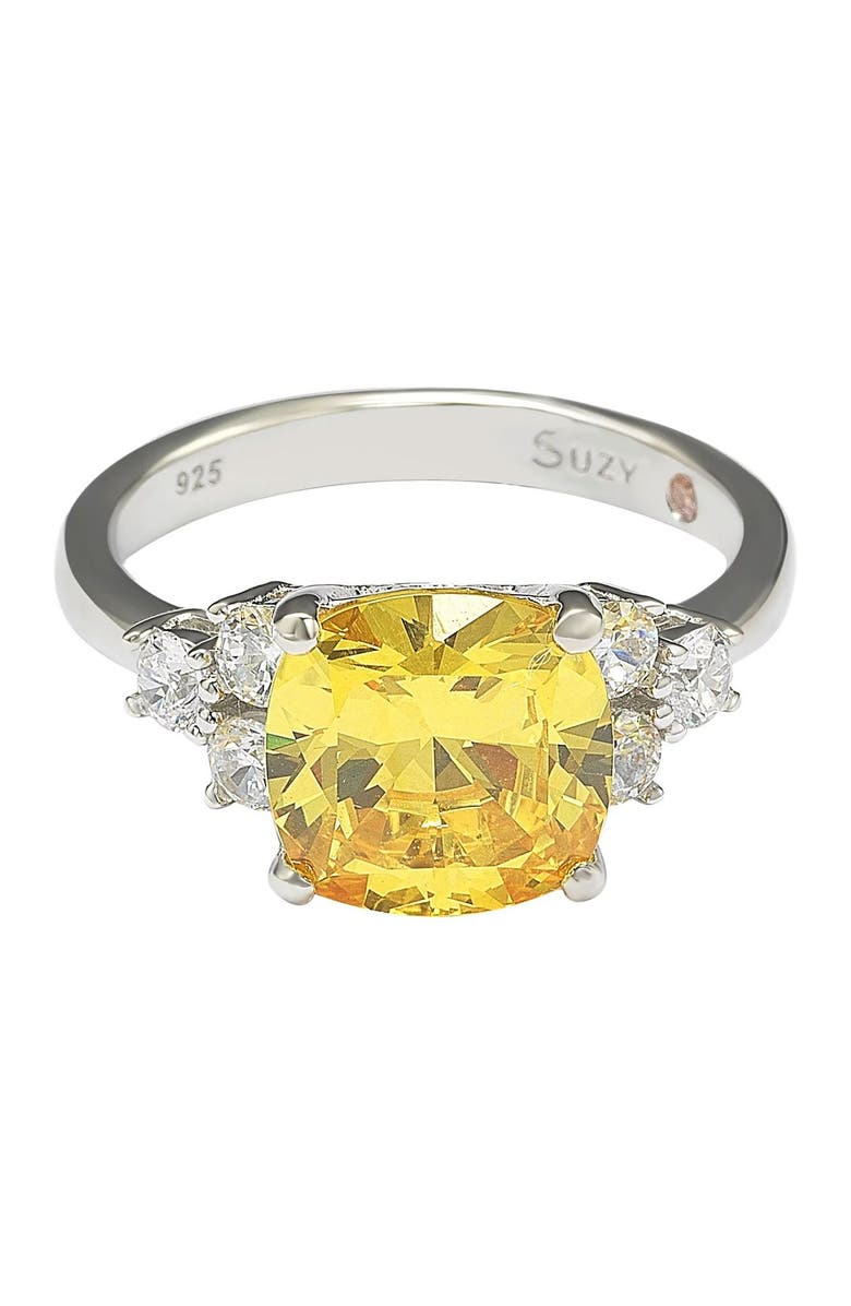 SUZY LEVIAN Sterling Silver Yellow Cubic Zirconia Engagement Ring, Main, color, Yellow