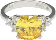 SUZY LEVIAN Sterling Silver Yellow Cubic Zirconia Engagement Ring