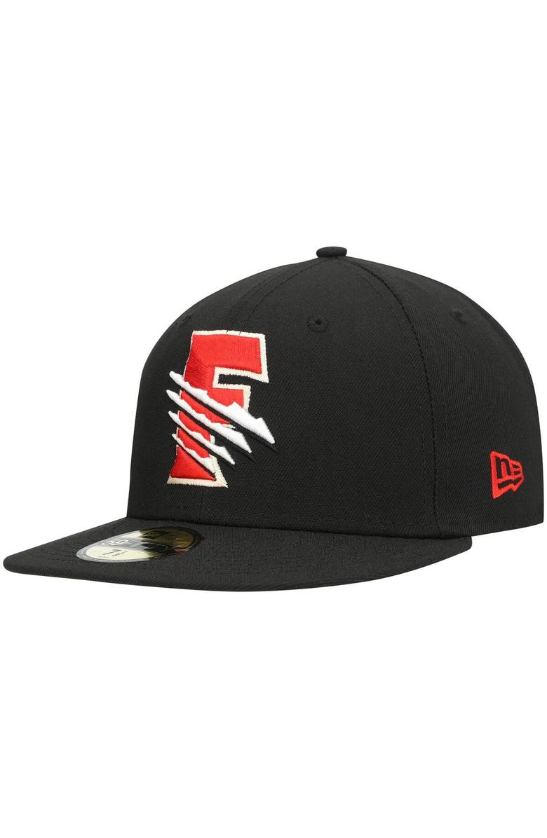 New Era Men's New Era Black Fresno Grizzlies Authentic Collection Road 59FIFTY Fitted Hat, Main, color, 
