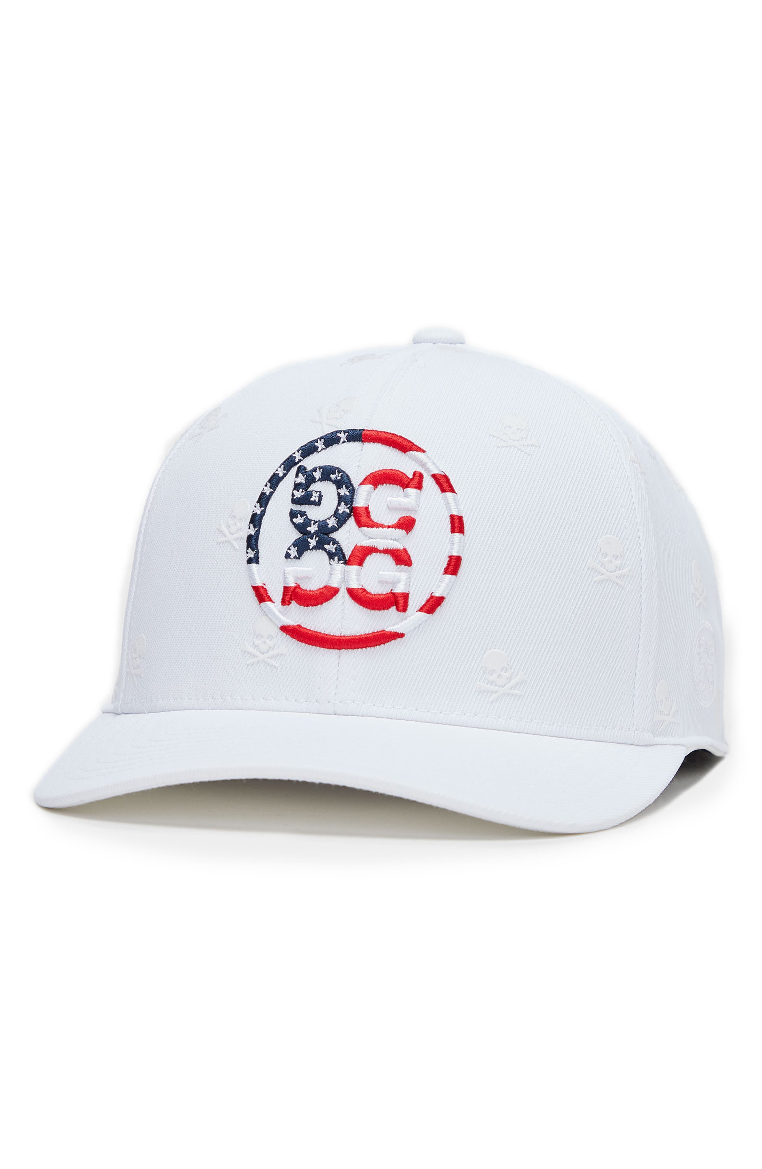 G/fore Skulls & Stripes Stretch Performance Twill Baseball Cap In Snow