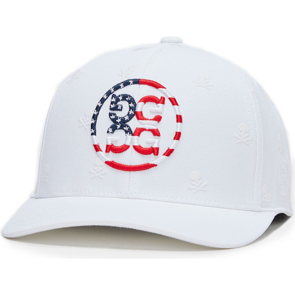 G/fore Skulls & Stripes Stretch Performance Twill Baseball Cap In Snow