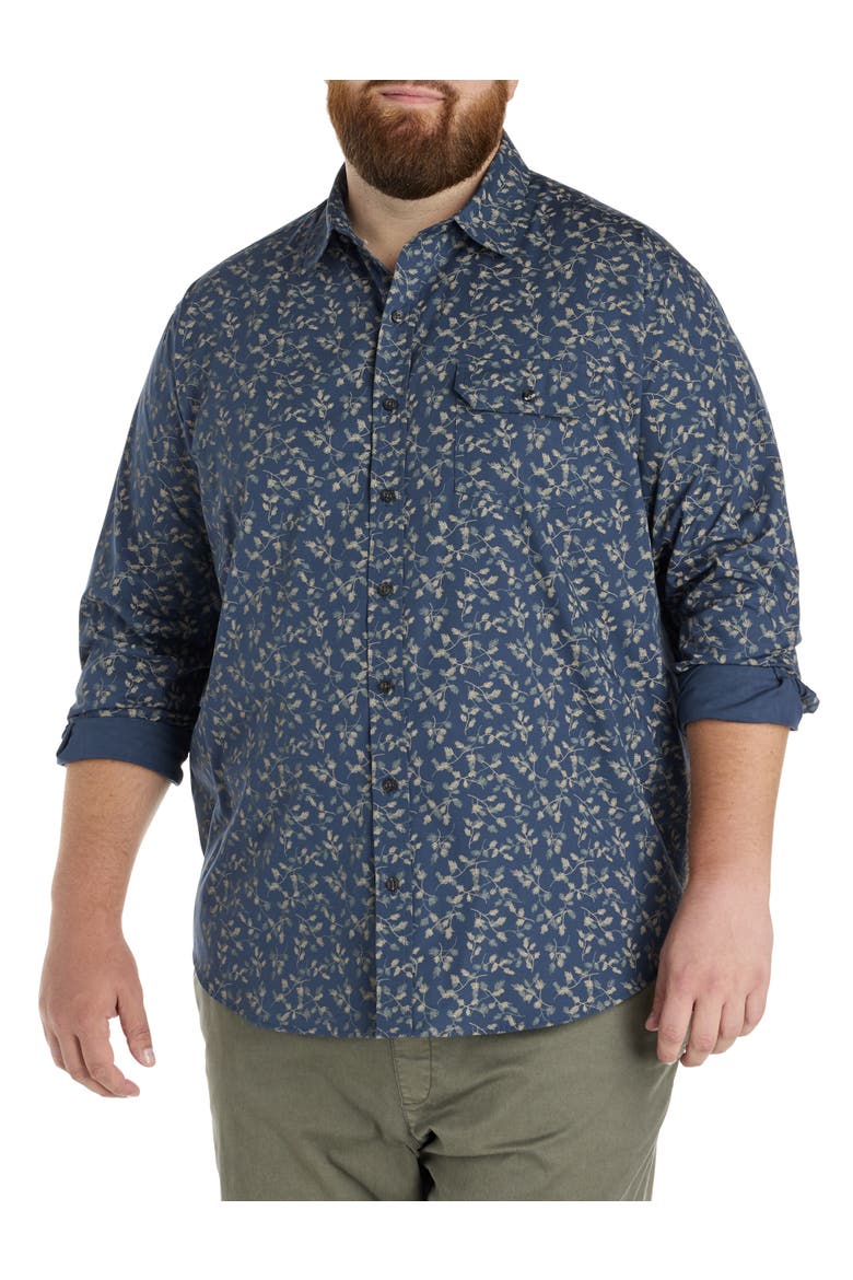 Big & Tall Fern Print Sport Shirt, Main, color, MULTI