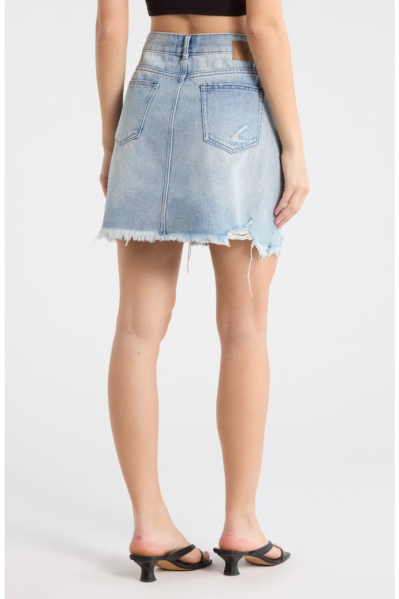 Distressed Denim Miniskirt, Alternate, color, LIGHT BLUE